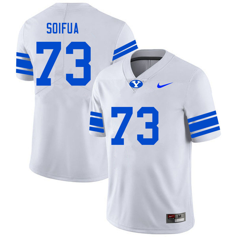 Men #73 Vae Soifua BYU Cougars College Football Jerseys Sale-White - Click Image to Close